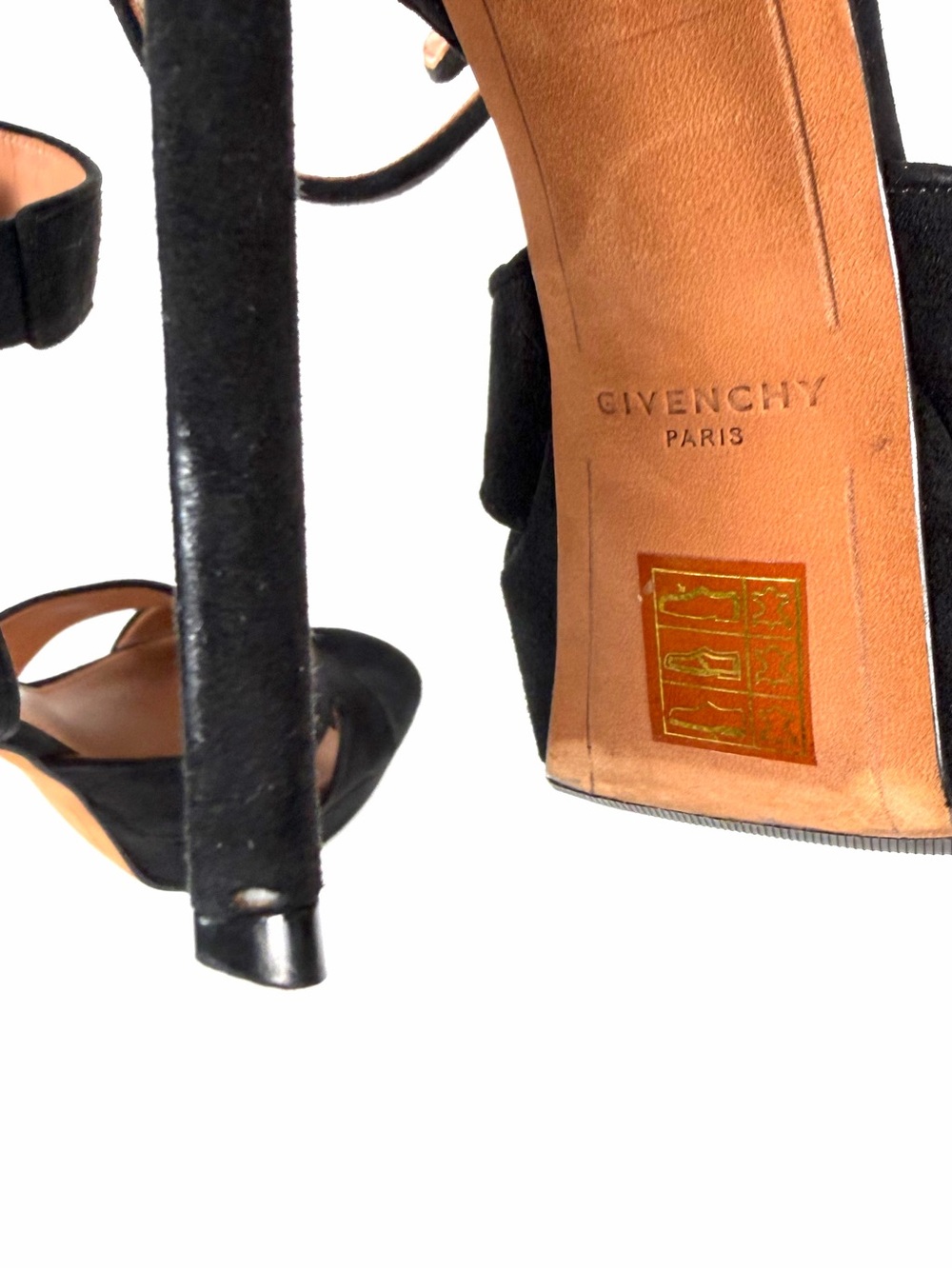 Givenchy Black Suede Platform Ankle-Strap Stiletto Matilda Shark Turn Lock Heel - Picture 10 of 15